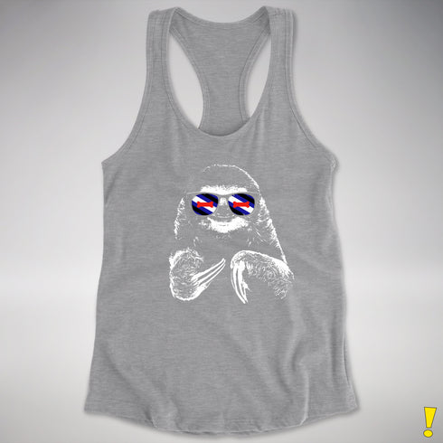 Pride Sloth Puppy Flag Sunglasses Racerback Tank